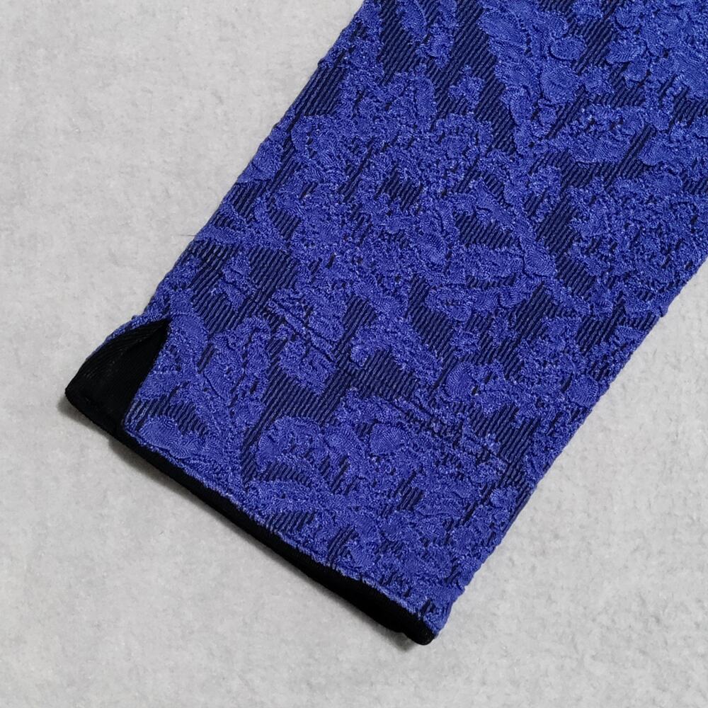 Chicos Travelers Size 0 (Small/4) Jacquard Button Up Blouse Jacket Blue Made USA - Picture 6 of 15